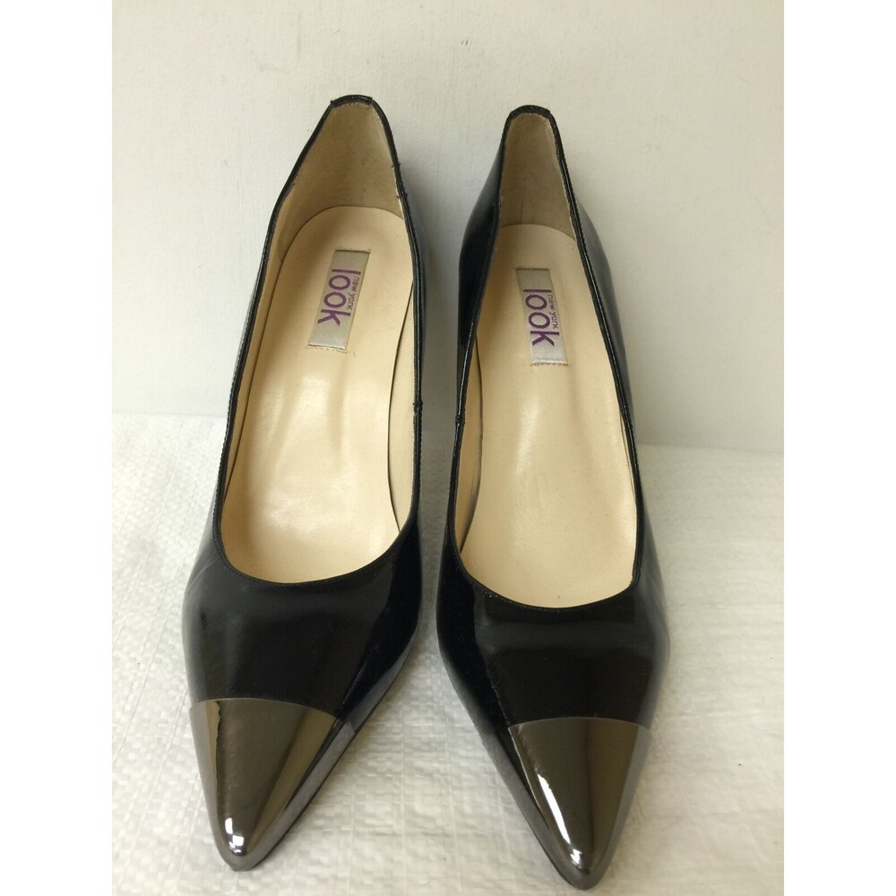 New York  Look  Women black/silver pump Shoes leather Size 40.5 M pre-owned